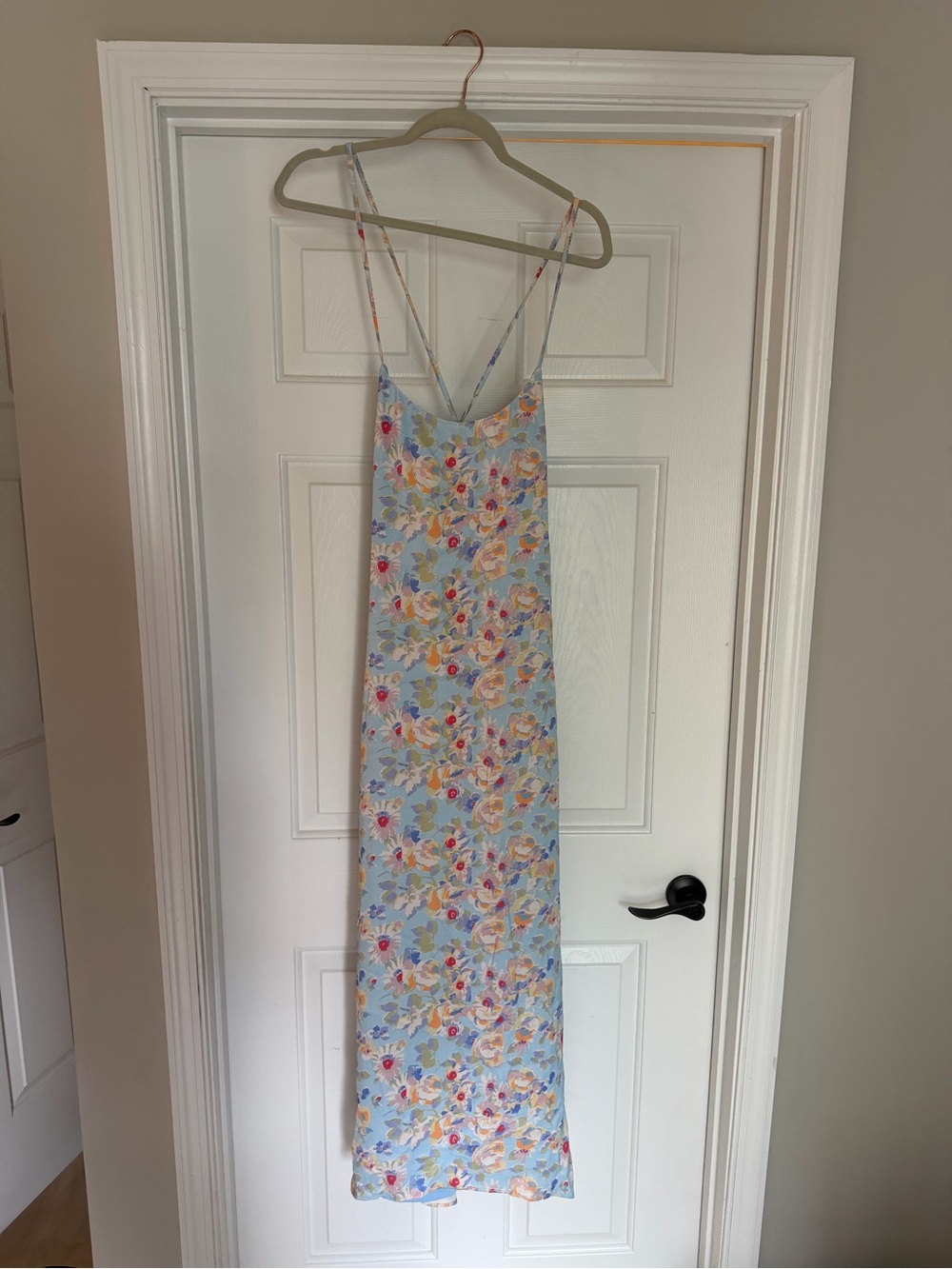 Something Navy Light Blue Floral Slip Dress